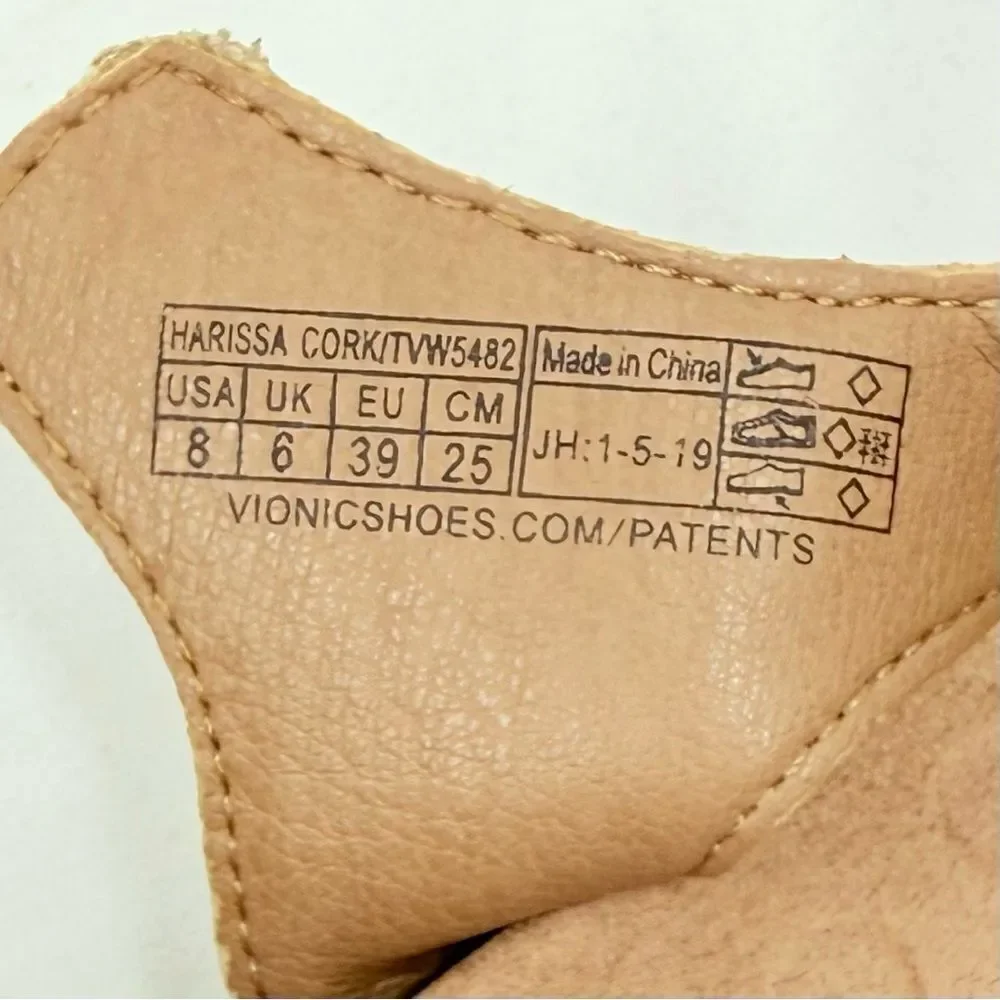 Vionic HARISSA Gold Cork Adjustable Strap Orthotic Gladiator Sandals